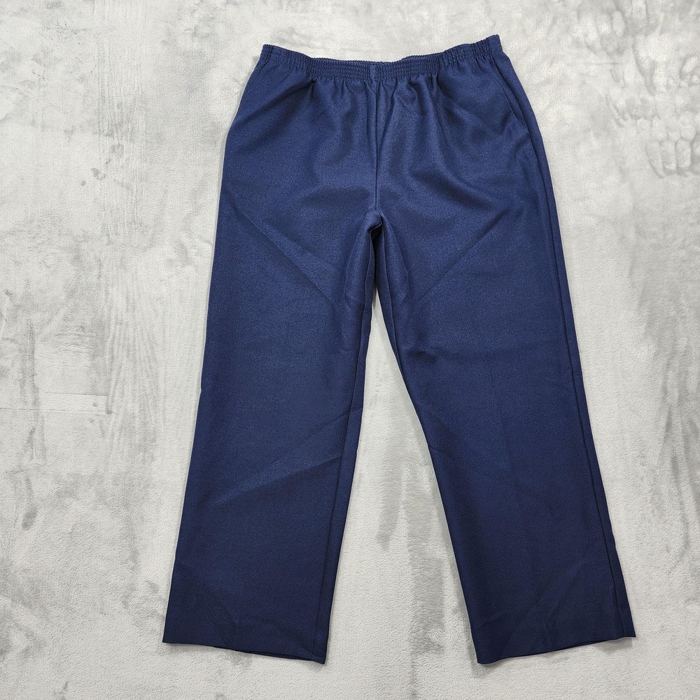 Vintage Alfred Dunner Pants Womens 14P PETITE Blue Pull On High Rise Stretch
